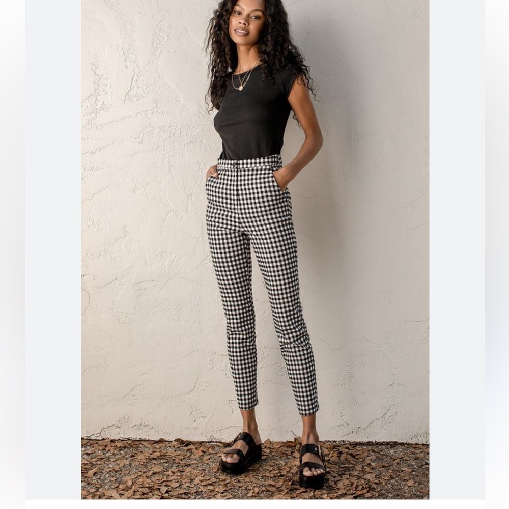 Anthropologie Maeve Gingham Plaid Slim Fit Pants